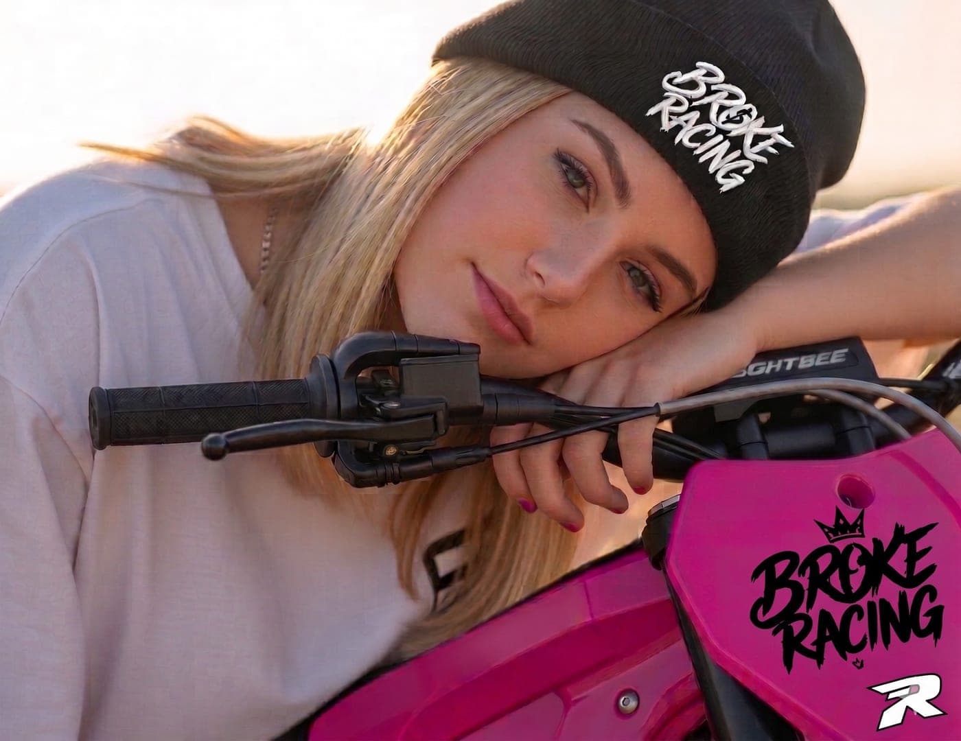 Broke Racing beanie close-up